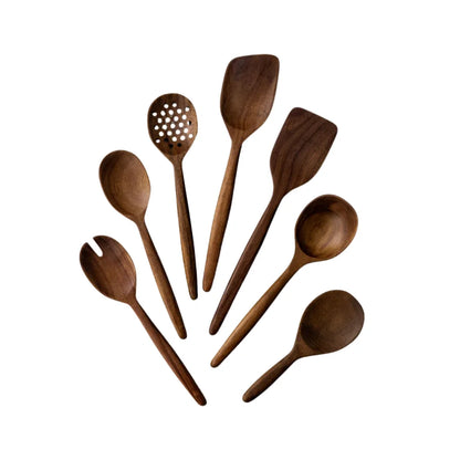 Wooden Kitchen Utensils Set Handcrafted Teak Wood Cooking Tools