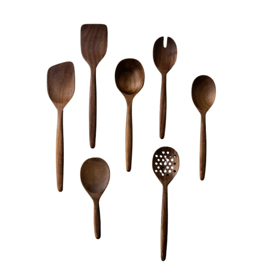Wooden Kitchen Utensils Set Handcrafted Teak Wood Cooking Tools